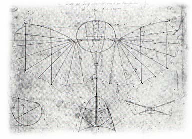 Original works drawing by Otto Lilienthal for the serial production of this glider